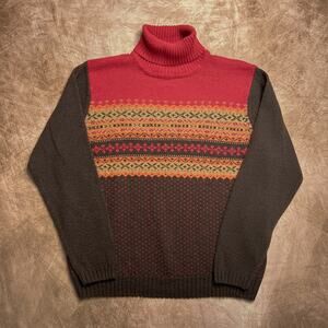 TanJay Vintage 90s Fair Isles Turtleneck Sweater Multicolor Lightweight Fall